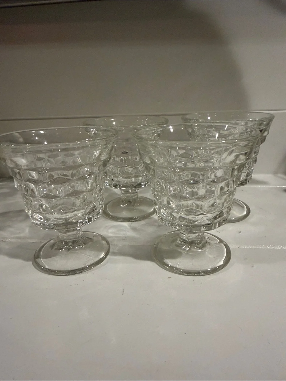 Fostoria Vintage Clear Textured Glass stems - Set of 4